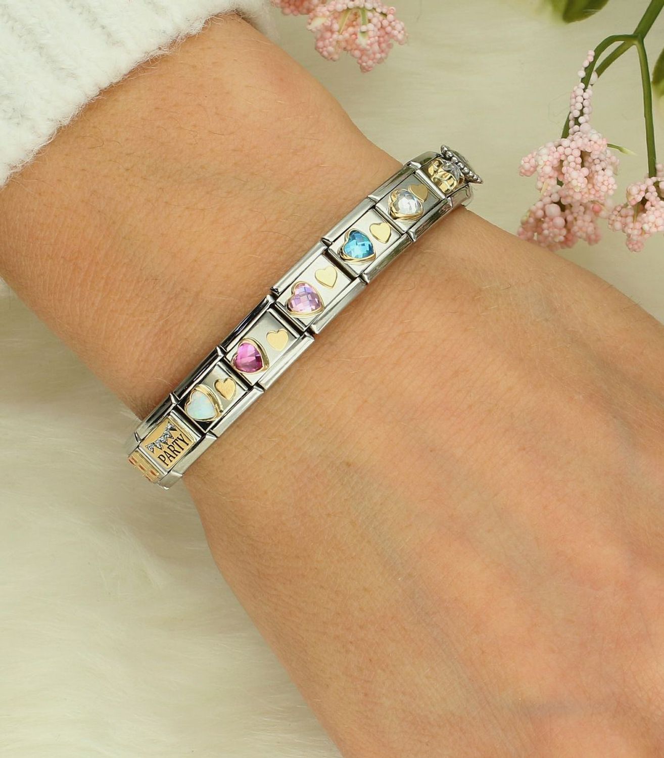 Charms Nomination Link 18K złoto zawieszka Serca Fuksja 030613 09.jpg